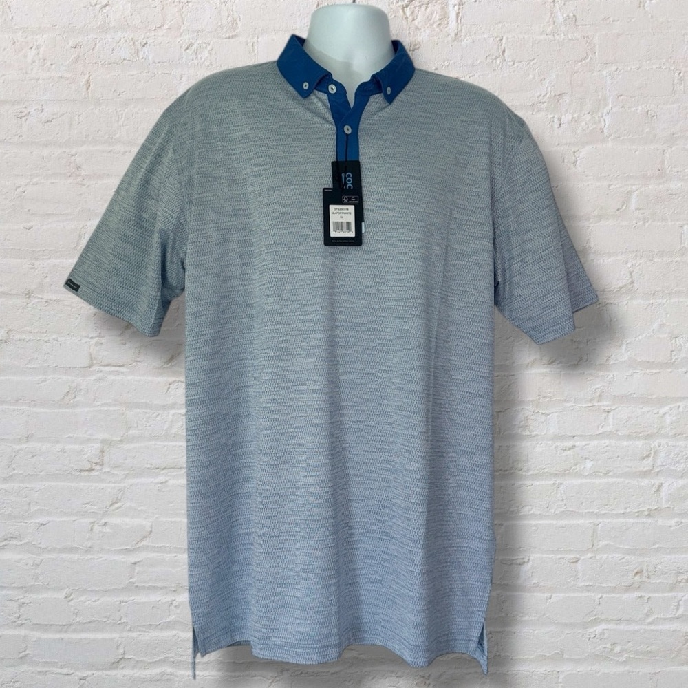 Dunning Golf Polo Shirt Men’s XL Seaport Blue White Coolmax Performance NEW - Picture 2 of 10